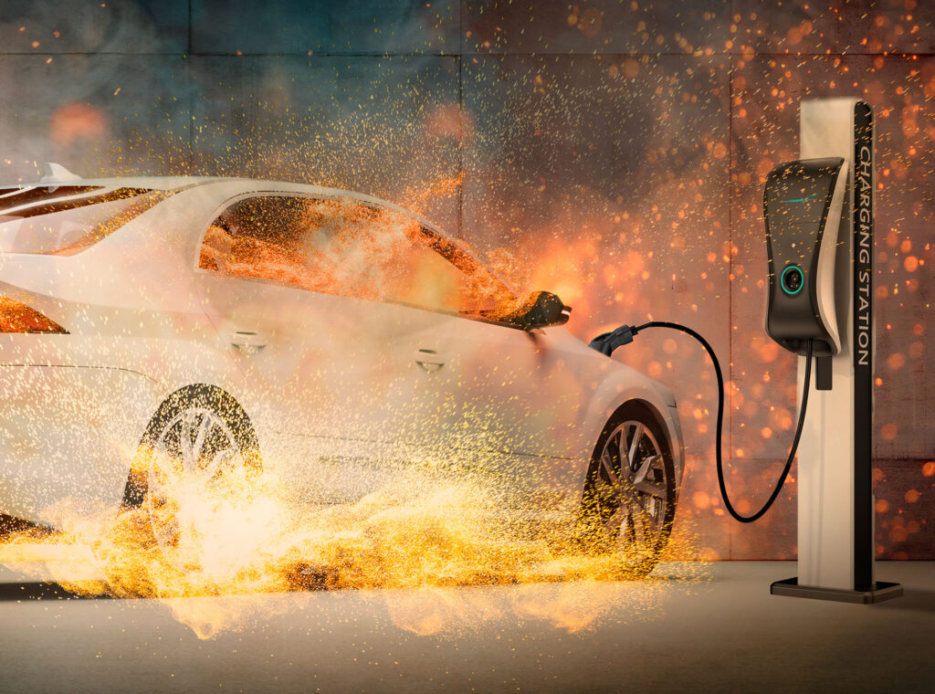 AVD Fire Containment Solutions for EVs on fire at charging stations